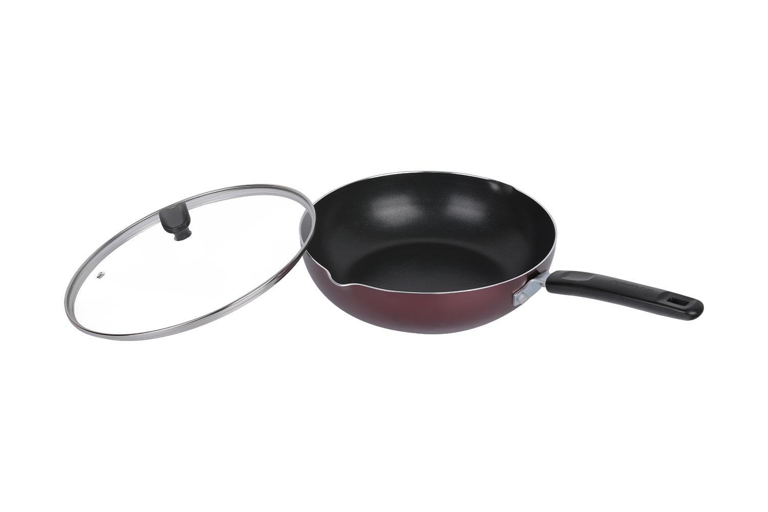 CLB2821D Wok-Con coperchio in vetro 28 wok, Flaming Wok, wok antiaderente